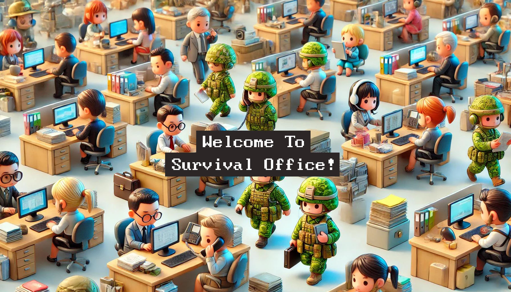 Survival Office의 사무실 캐릭터와 대표 이미지
